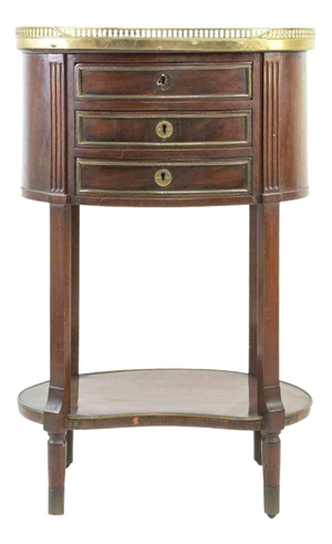 Vintage Mahogany Bedside Table with Marble Top, Italy