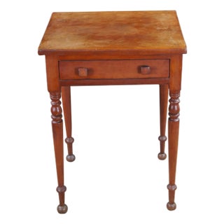 Antique Early American Country Farmhouse Cherry Parlor Side Table For Sale