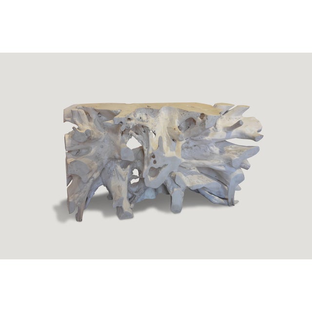 Contemporary Andrianna Shamaris Bleached Teak Wood Console or Coffee Table For Sale - Image 3 of 5