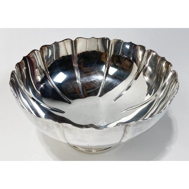Vintage Large Fisher of Dublin Silver Scalloped Rim Bowl For Sale - Image 4 of 6