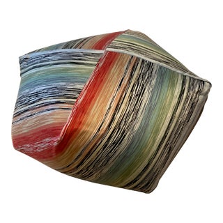 Missoni Attributed Diamonte Pouf in Multi Stripe Fabric For Sale