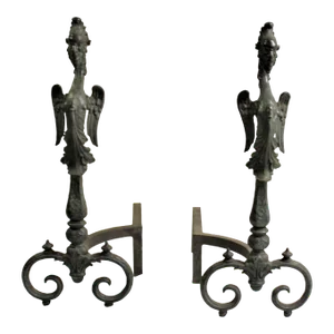 1990s Contemporary Andirons in Bronze - a Pair