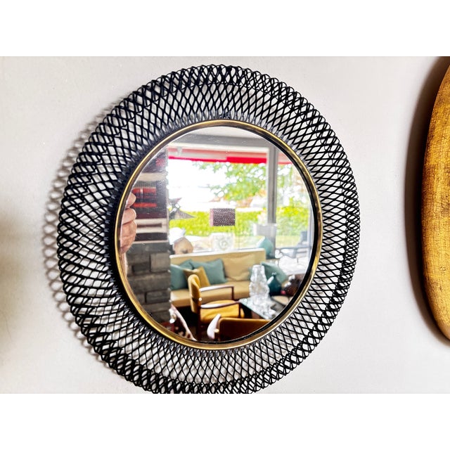 Metal Vintage Expanded Metal Wall Mirror, Germany, 1950 For Sale - Image 7 of 7