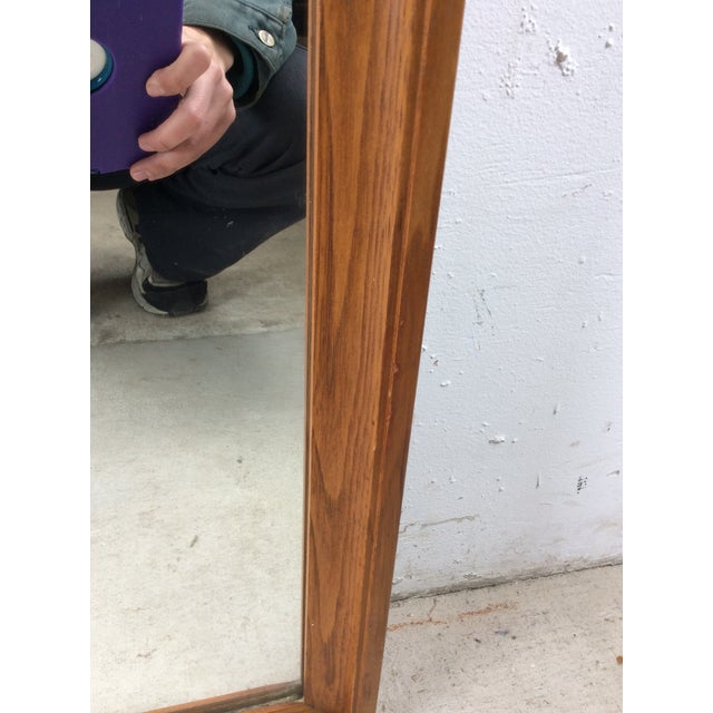 Mid Century Modern Long Rectangular Wall Mirror With Unique Carved Detail at Top of Frame For Sale - Image 10 of 16