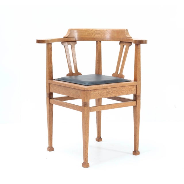 Oak Art Nouveau Corner Armchair, 1900s For Sale - Image 3 of 9