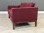 A maroon purple tweed loveseat sofa with a walnut base in the style of Florence Knoll. Made in USA. Circa 1960’s. Minor...