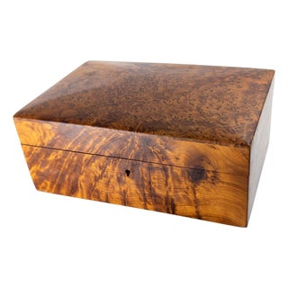Mid-Century Modern Thuya Burl Wood Decorative Jewelry Box For Sale