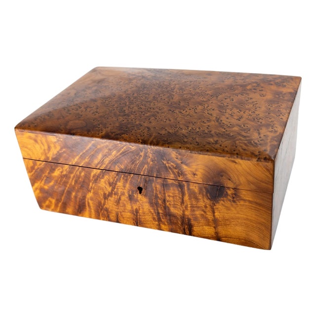 Mid-Century Modern Thuya Burl Wood Decorative Jewelry Box For Sale