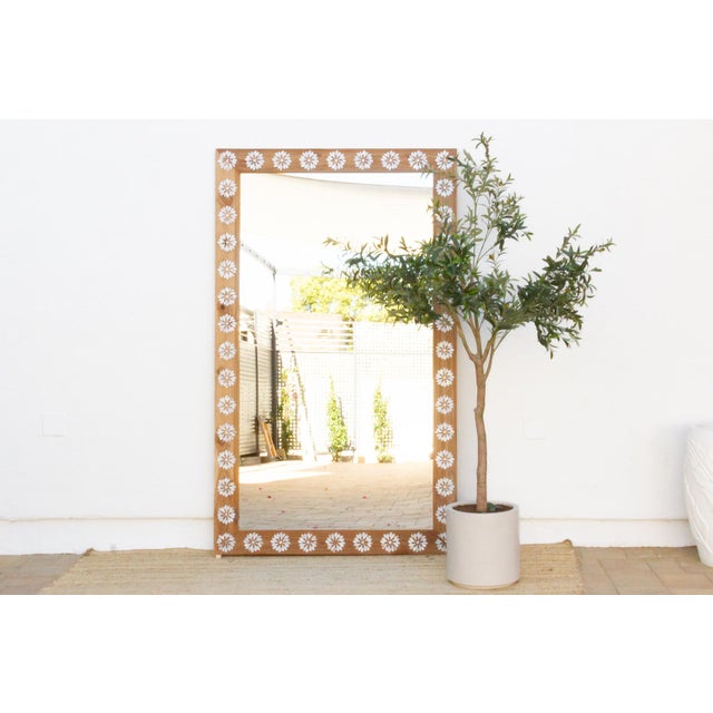 Contemporary Full Length Mother of Pearl Inlay Floor Mirror For Sale - Image 3 of 11