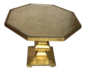 1960s Hollywood Regency Gold Leaf Octagonal Side Table