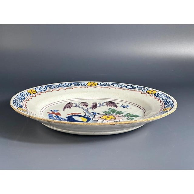 Ceramic Dutch Polychrome Hand-Painted Delft Charger, 1750-1790 For Sale - Image 7 of 9