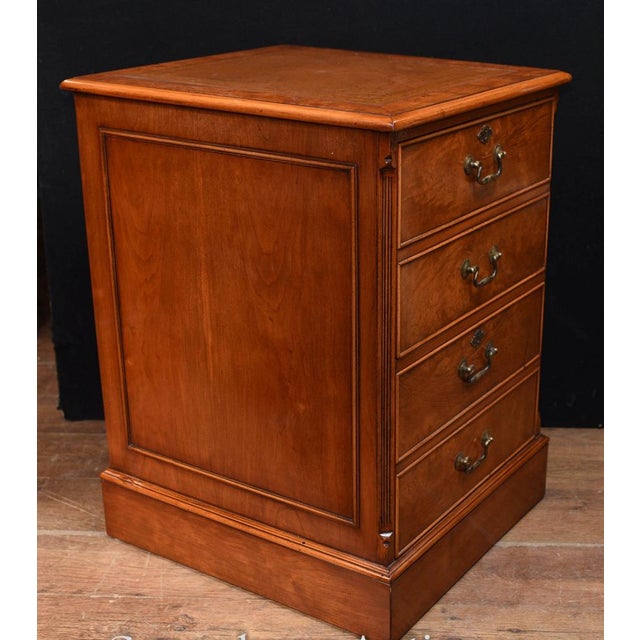 - Gorgeous single Regency style filing cabinet in walnut - Leather topped - We have desks to match. Dimensions are in...