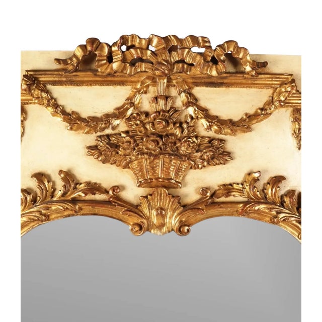 French Vintage Neoclassical Style Giltwood Trumeau Mirror For Sale - Image 3 of 11