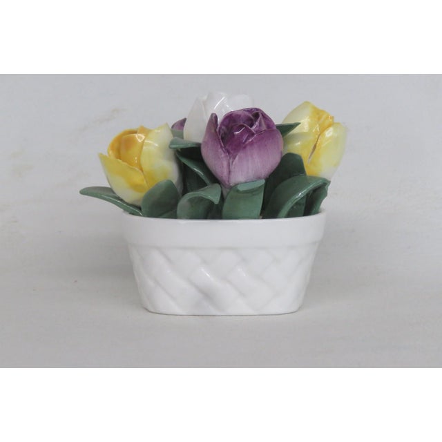 White Crown Staffordshire Fine Bone China England Floral Basket January Tulips 4831b For Sale - Image 8 of 12