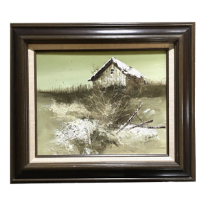 1970s H. Gailey Barn Landscape Oil Painting, Framed