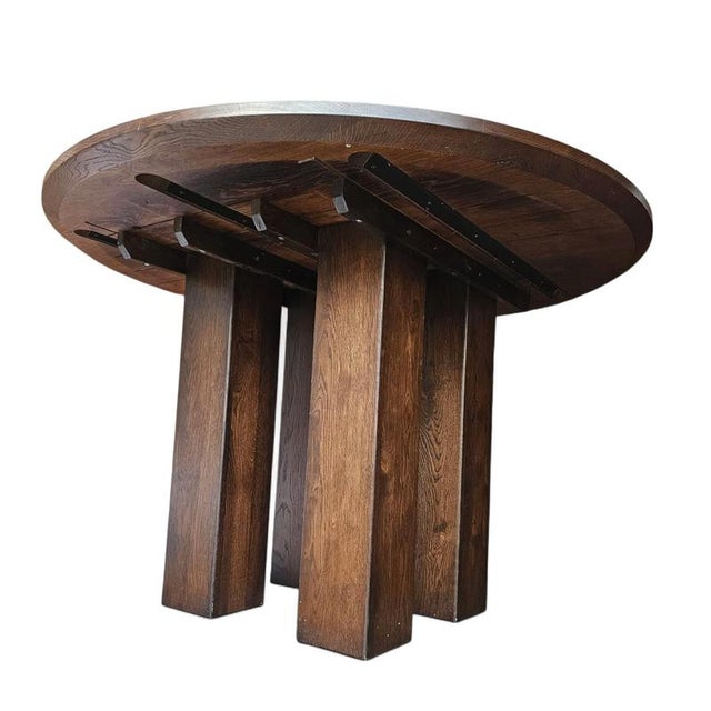 Round Oak Dining Table, 1980s For Sale - Image 9 of 18
