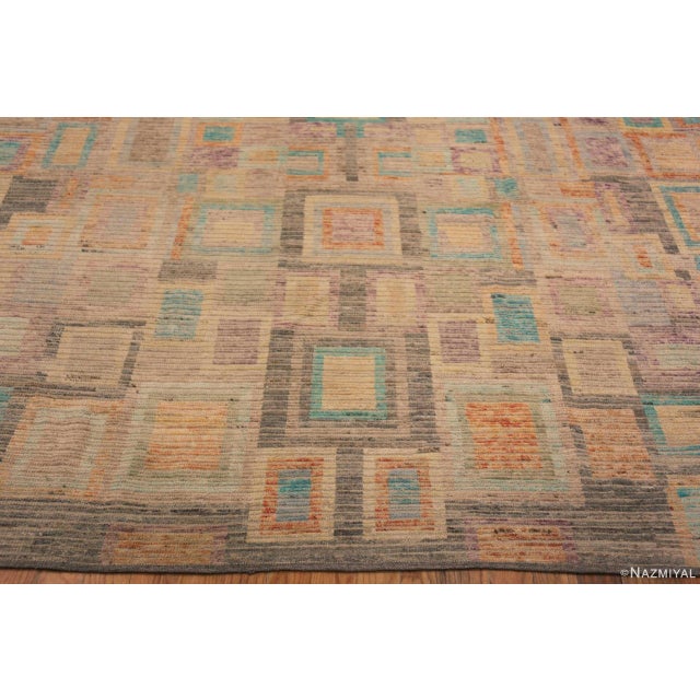 Large Soft Jewel Tone Color Mid Century Modern Geometric Modern Rug For Sale In New York - Image 6 of 8