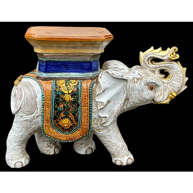 Mid-Century Italian Hollywood Regency Terracotta Elephant Garden Seat Side Table For Sale In Atlanta - Image 6 of 6