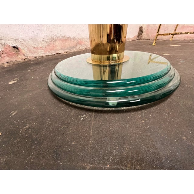 Fontana Arte Brass and Glass Pedestal Coffee Table For Sale - Image 4 of 7