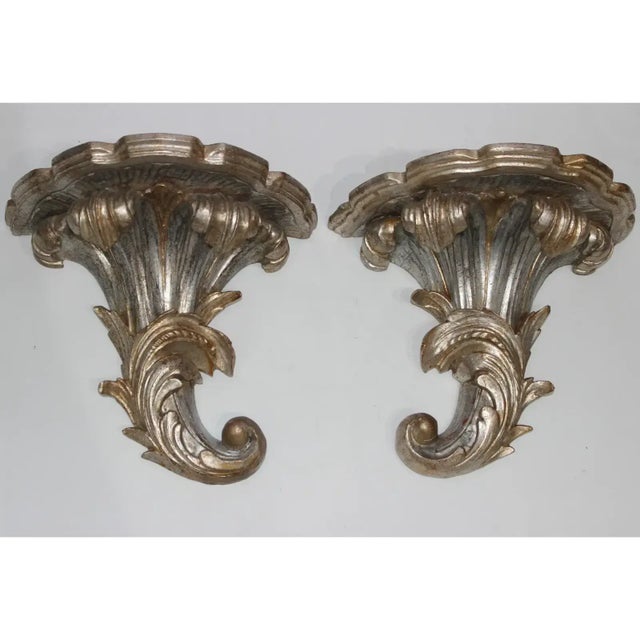 Wood Louis XV Brackets Silver Leaf 1970s- A Pair For Sale - Image 7 of 14