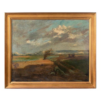 French School, Rural Landscape, 1800s, Oil Painting on Canvas, Framed For Sale