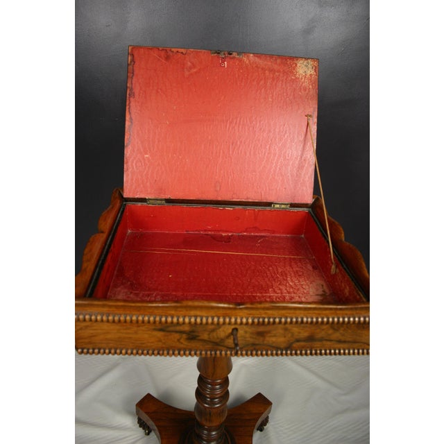 Victorian Rosewood Teapoy on Turned Pedestal Base, England, 1850s For Sale - Image 14 of 15
