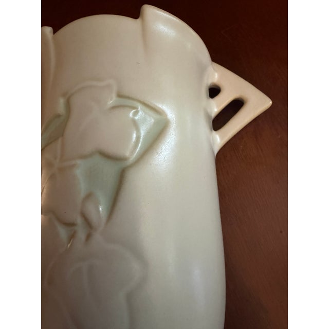 Arts & Crafts Roseville Silhouette White W/Turquoise 1950 Pottery Wall Pocket 766-8 For Sale - Image 3 of 9