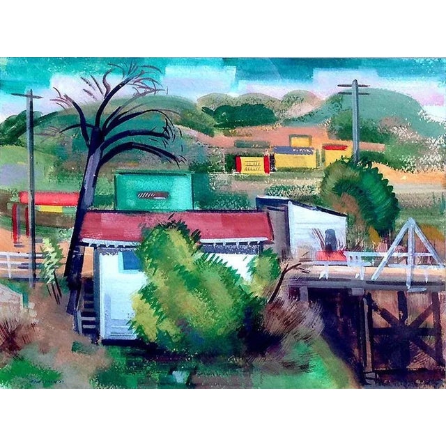 California modernist industrial scene by Erle Loran (American, 1905-1999). Signed lower left "Erle Loran '37." Presented...