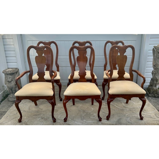 Vtg. American Drew Set of Six Queen Anne Style Dining Chairs For Sale - Image 10 of 15