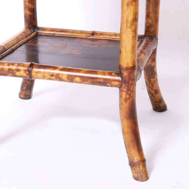 Antique English Burnt Bamboo and Lacquer Stand or Table For Sale - Image 9 of 9