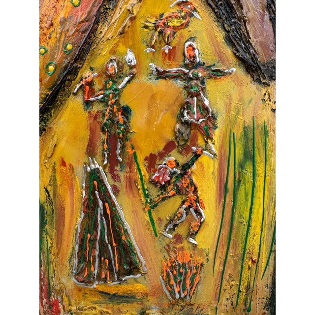 Wood Colorful Folk Art Painting on Board - Andean Mother and Child - Signed and Dated For Sale - Image 7 of 11