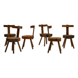 Brutalist Tree Trunk Chairs, France, 1970s, Set of 6 For Sale
