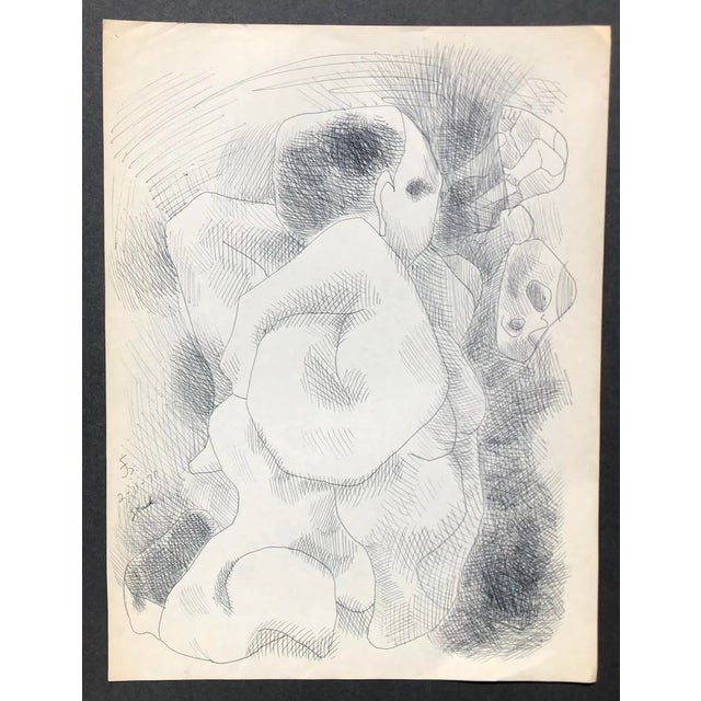 Abstract figure from the estate of Chicago artist James Frederic Bone (1929-2015). Signed, dated and titled "Stuck" lower...