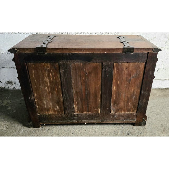 Antique Neo-Gothic Style Carved Oak Chest, 1800s For Sale - Image 4 of 11