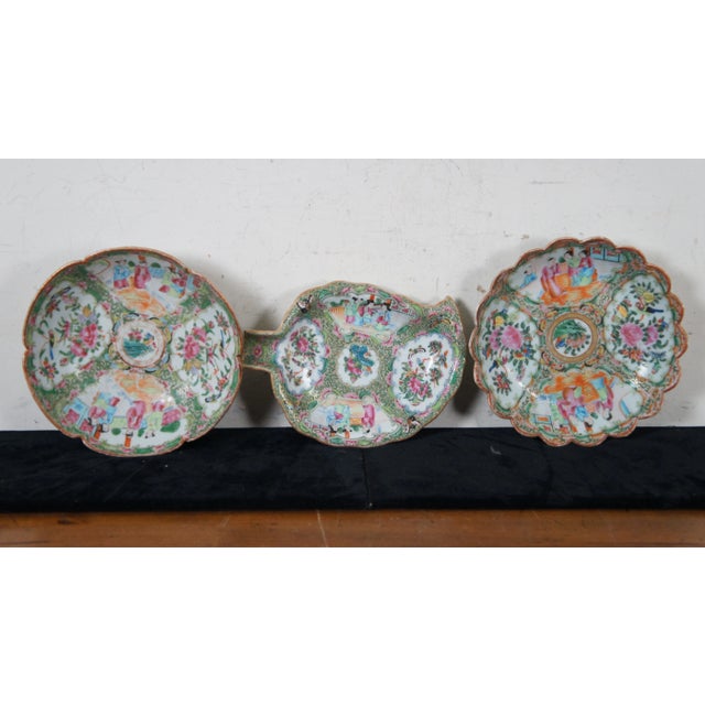White Antique 32 Piece 19th Century Chinese Export Mandarin Famille Rose Porcelain China For Sale - Image 8 of 12
