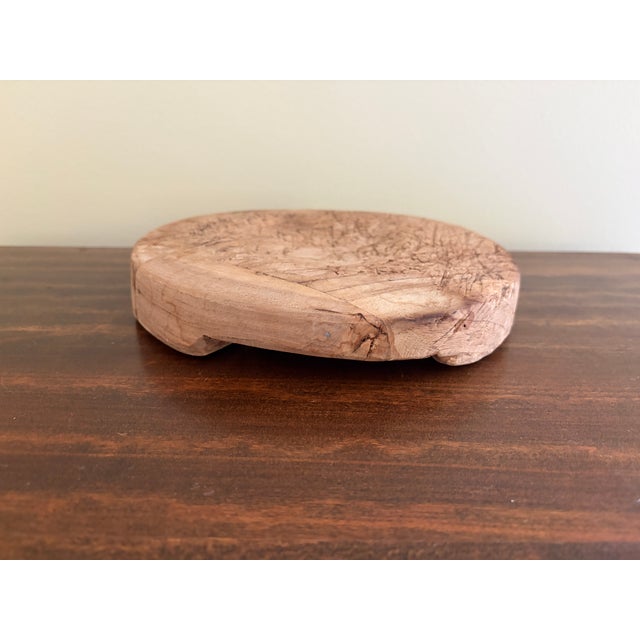 Late 19th Century Primitive Round Wooden Cutting Board With Timeworn Patina For Sale - Image 11 of 14