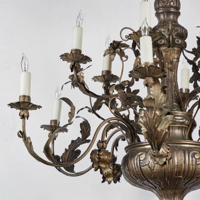 Silvered Tole Chandelier For Sale - Image 4 of 7