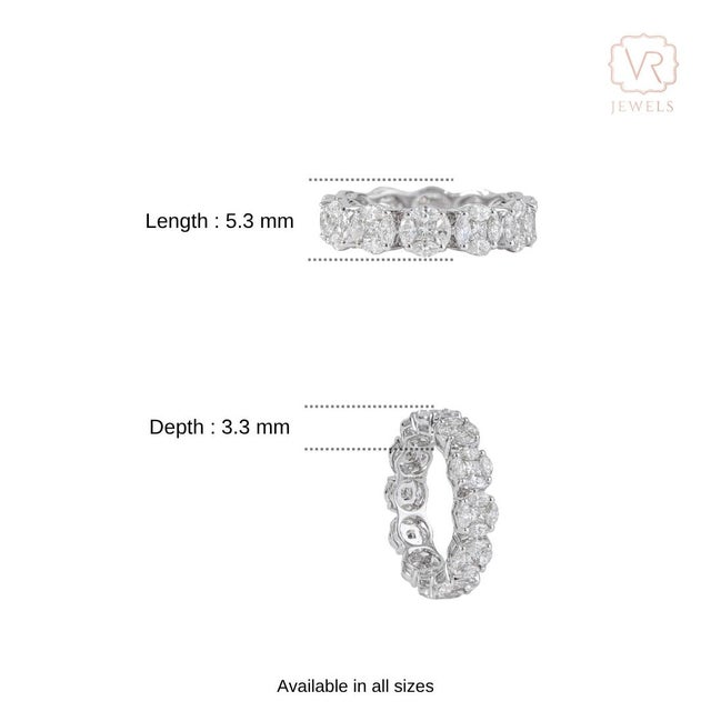2.86ct Marquise Diamonds Full Eternity Wedding Band Ring in 18k White Gold Size 5 For Sale - Image 12 of 18