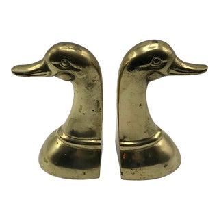 Solid Brass Duck Bookends - a Pair For Sale