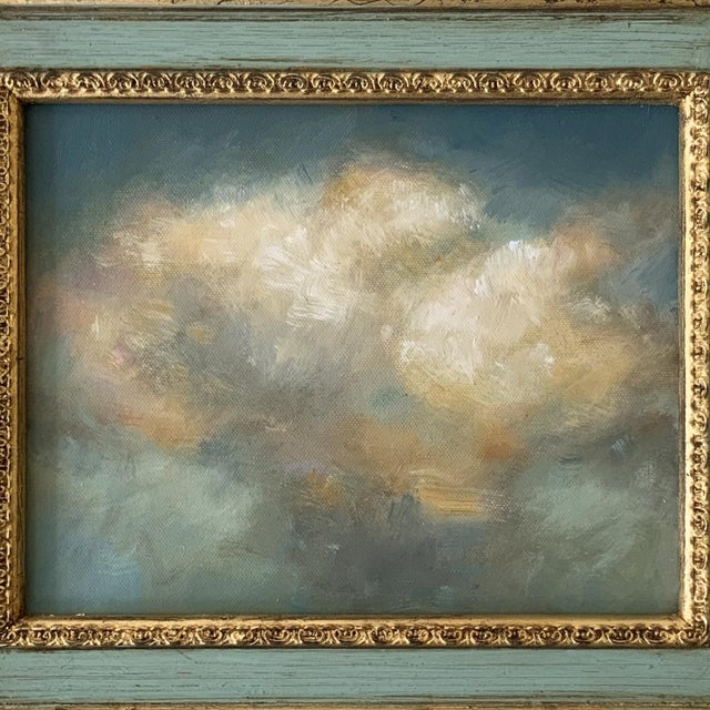 Contemporary Contemporary Cloud Oil Painting in Vintage Painted Frame For Sale - Image 3 of 6