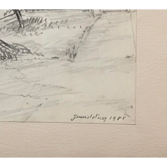 Mid-Century Modern Gerard Diaz, French Iris Pencil Drawing, 1988, Ink For Sale - Image 3 of 5