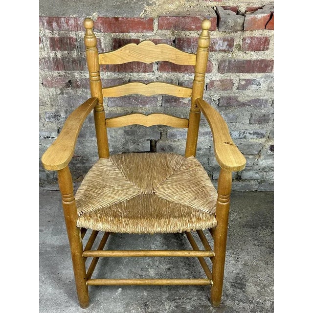 1970s Natural Wood Paillé Armchair, 1970s For Sale - Image 5 of 9