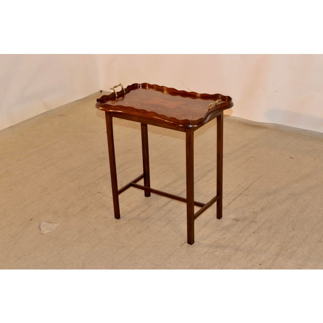 Early 19th Century 19th Century English Mahogany Inlaid Serving Tray on Stand For Sale - Image 5 of 9