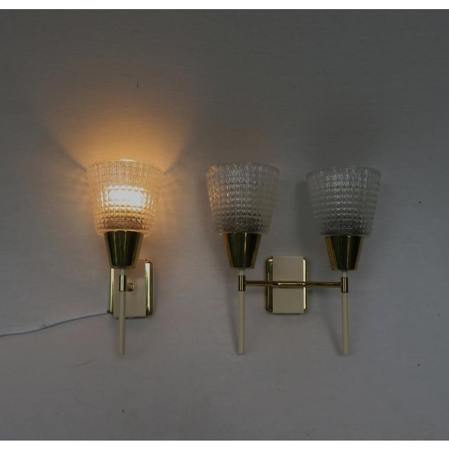 Metal Wall Lights in Brass and Beige, 1950s, Set of 2 For Sale - Image 7 of 18