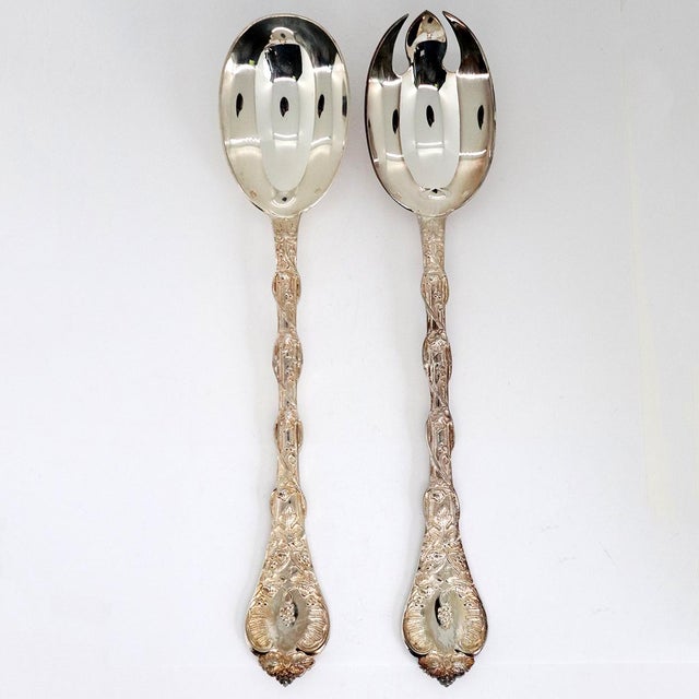 French French Odiot Demidoff .950 Sterling Silver Two-Piece Salad Server For Sale - Image 3 of 7