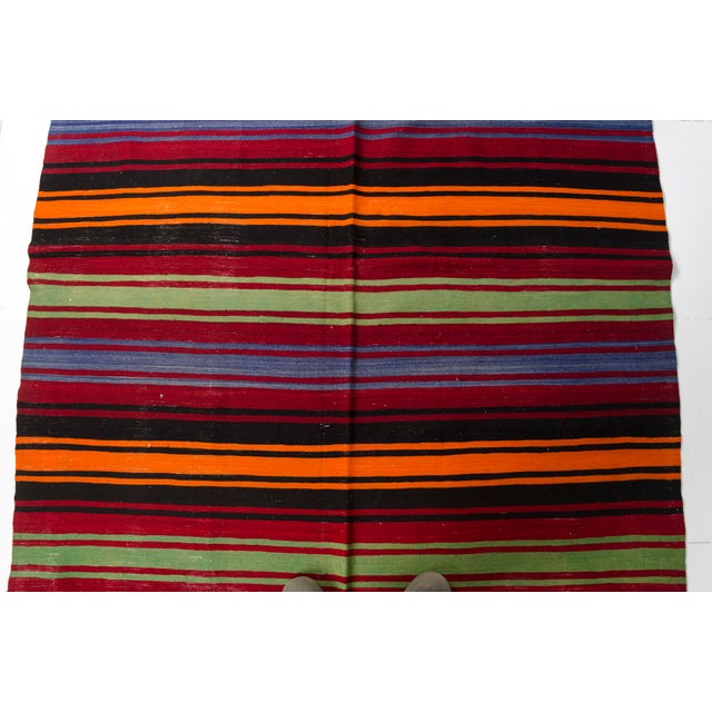 Textile 1950s Anatolian Handwoven Striped Tribal Runner For Sale - Image 7 of 10