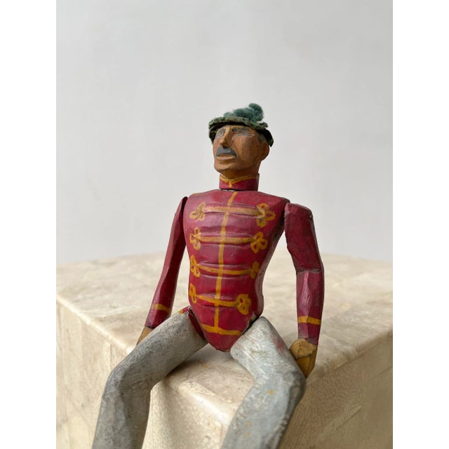 Early 20th Century Antique Folk Art Painted Wood Soldier With Red Coat, Circa Early 20th Century For Sale - Image 5 of 12