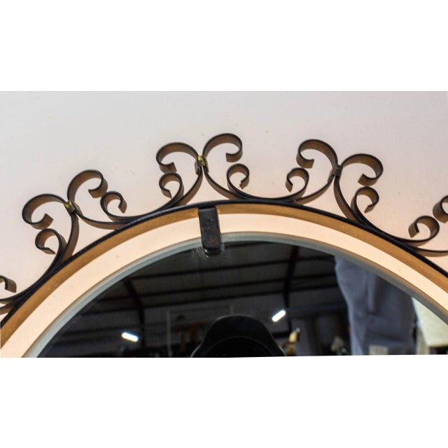 Gold French Illuminated Mirror in Metal Frame, 1960s For Sale - Image 8 of 11