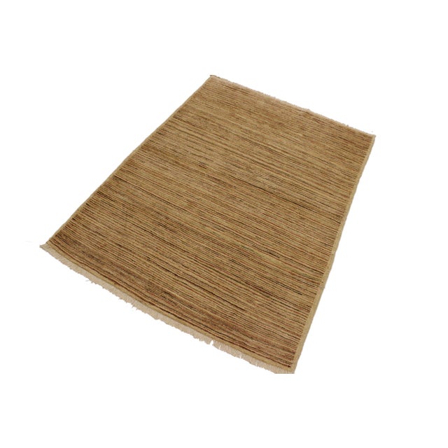 Abstract Boho Chic Gabbeh Beige/Rust Wool Rug - 4'2'' X 5'9' For Sale - Image 3 of 10