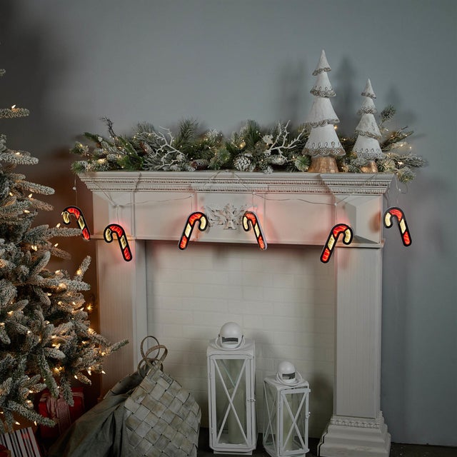 Kenneth Ludwig Chicago Candy Cane Ekkolight Garland 68"L For Sale - Image 4 of 5